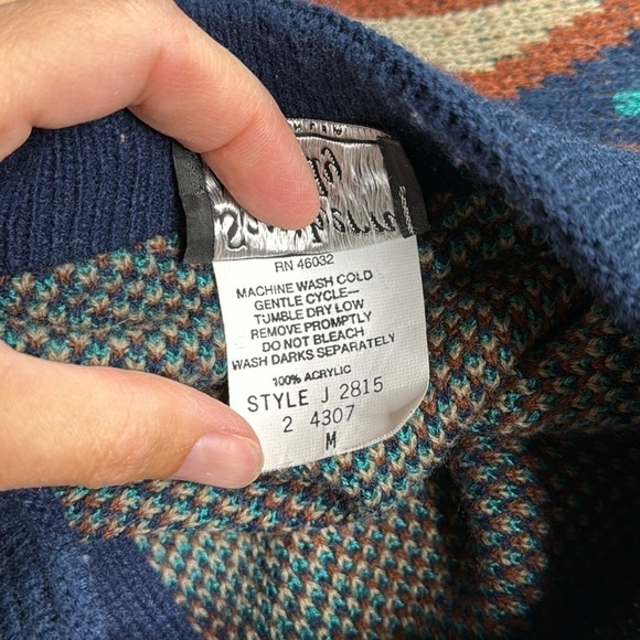 Vintage Southern Lady Blue Turquoise Southwestern Button Sweater Medium - Picture 8 of 9